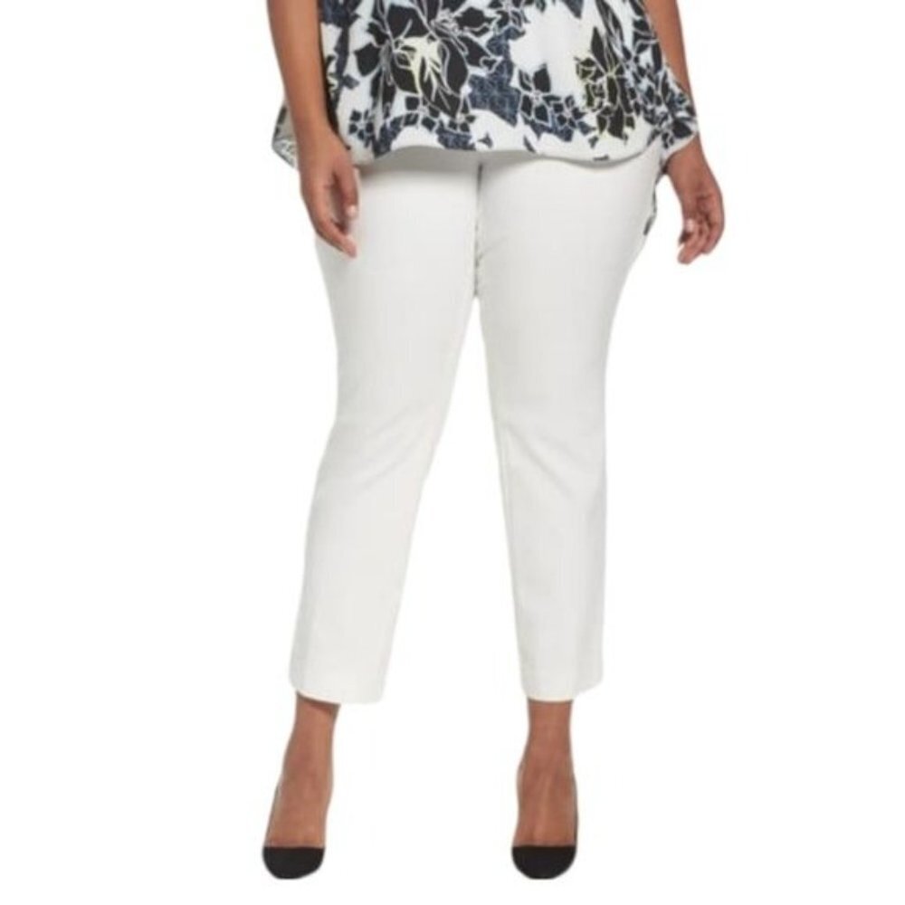 NWT Vince Camuto Slim-leg Ankle Pants In New Ivory Size 14W